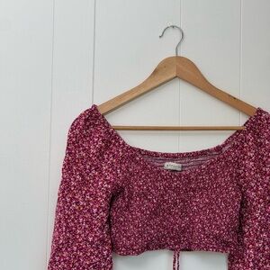 Aeropostale Red Tie Front Crop Blouse